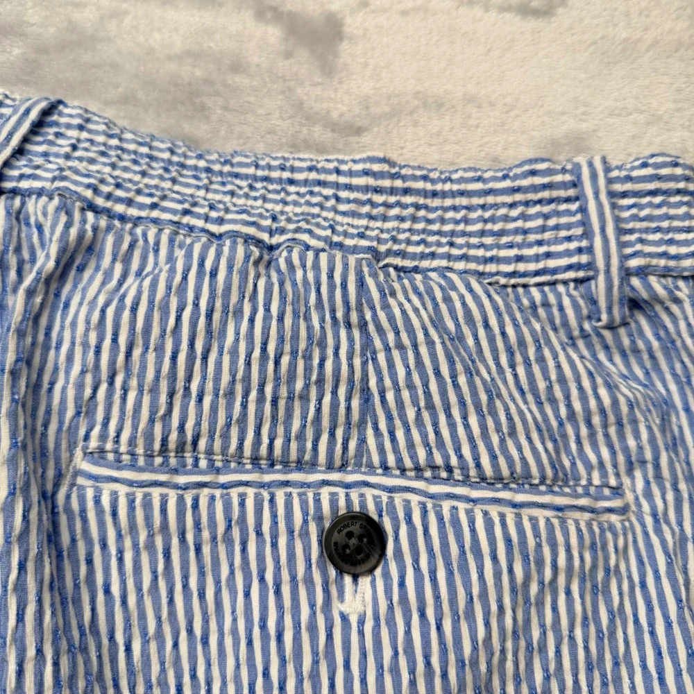Robert Graham Mens Seersucker Striped Classic Fit Shorts Blue White 40 Preppy